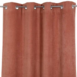 Rideau occultant œillets GoodHome Cather terracotta chenille l.140 x H.260 cm