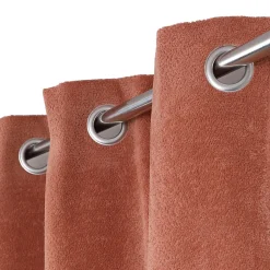 Rideau occultant œillets GoodHome Cather terracotta chenille l.140 x H.260 cm
