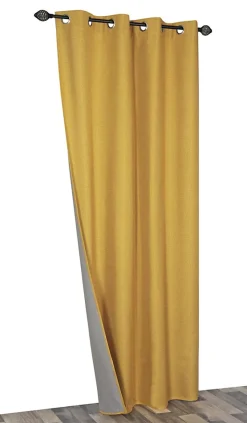Rideau occultant ocre chiné aspect lin l.140 x H.240cm