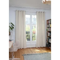 Rideau occultant thermique doublé à œillets uni blanc coquille L.250 x l.130 cm, Rocle Moondream
