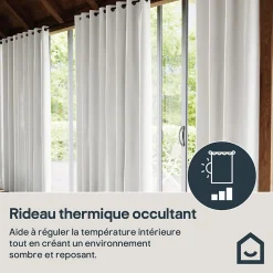 Rideau occultant thermique à œillets effet tissé gris clair L.260 x l.140cm, GoodHome Vestris