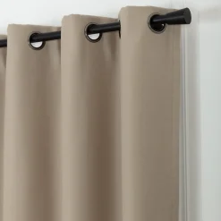Rideau occultant thermique doublé à œillets uni beige pélican L.250 x l.130 cm, Rocle Moondream