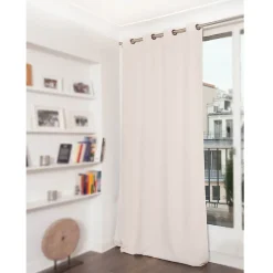Rideau occultant thermique phonique à oeillets The origins blanc coquille L.260 x l.140cm Moondream