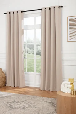Rideau occultant thermique à oeillets uni Monndream Alan beige ficelle L.250 x l.140cm Rocle