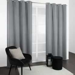 Rideau occultant thermique à oeillets gris clair L.240 x l.135cm, JBY Creation
