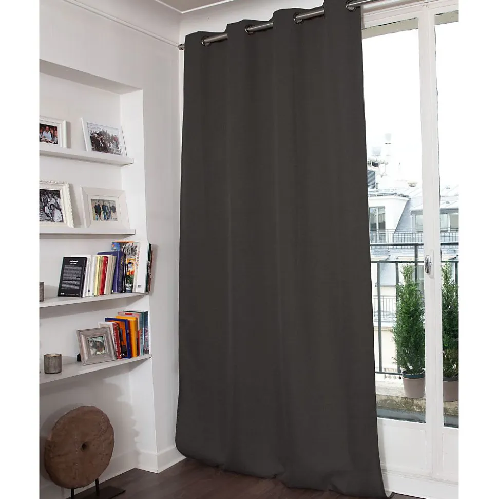 Rideau Occultant Total Effet Lin Oeillets Gris MC713 130 x 260 (LxH)