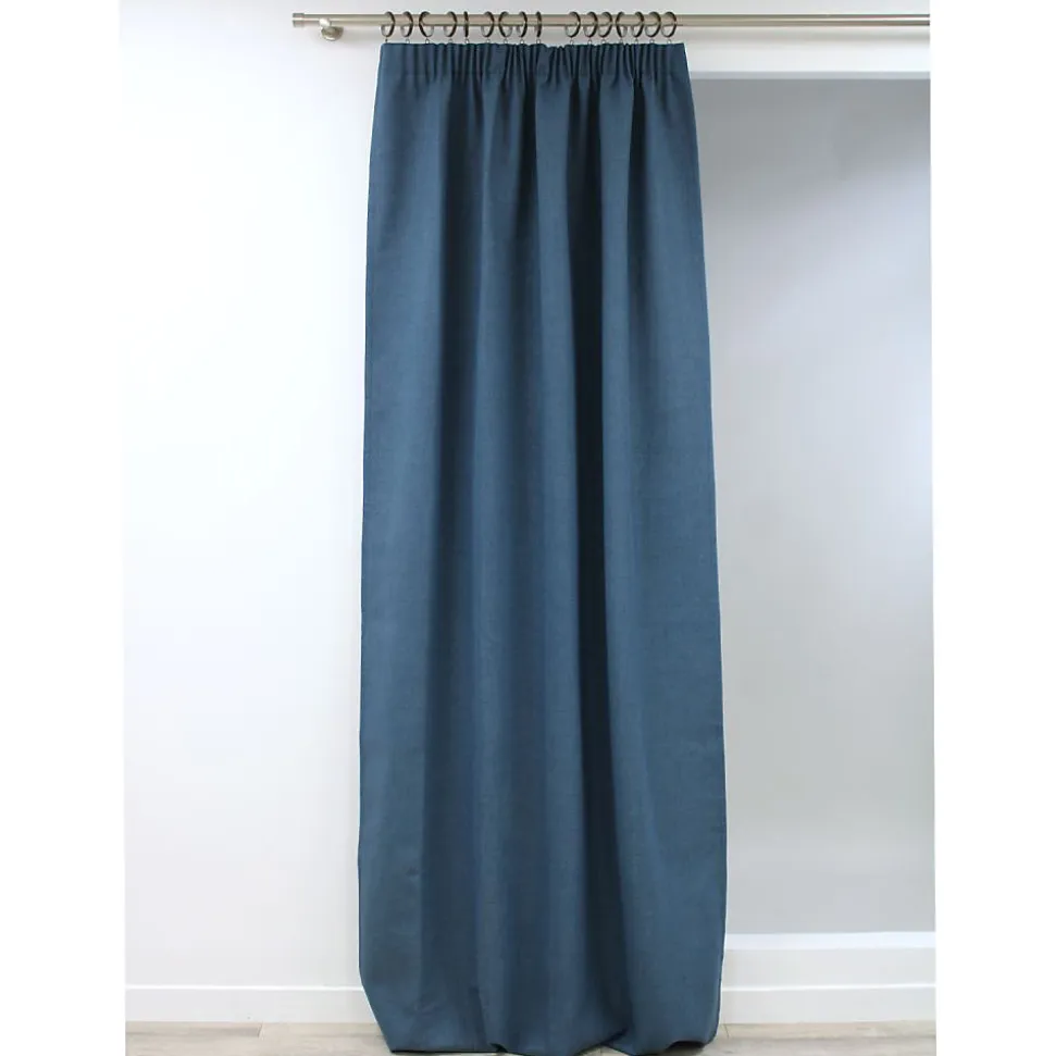Rideau Occultant Total Effet Lin Galon fronceur Bleu MC56 130 x 260 (LxH)