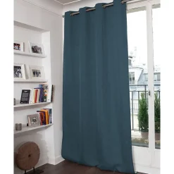 Rideau Occultant Total Effet Lin Oeillets Bleu MC56 130 x 260 (LxH)