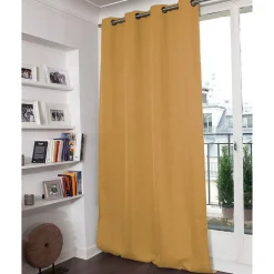 Rideau Occultant Total Effet Lin Oeillets Jaune MC215 130 x 260 (LxH)