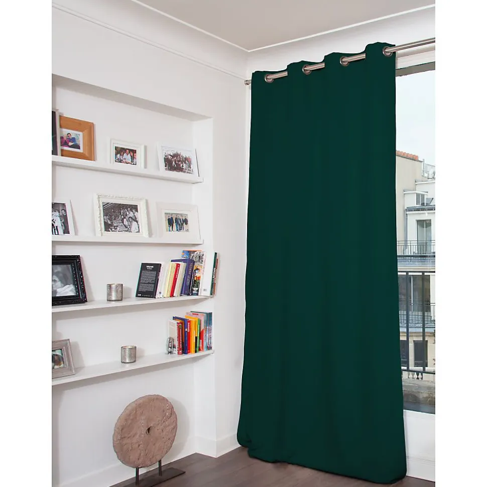 Rideau Occultant Total Velours Oeillets Vert MC228 135 x 260 (LxH)