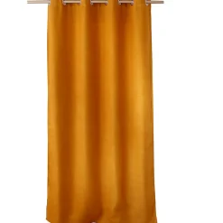 Rideau occultant uni et fileté (140x240 cm - Jaune moutarde)