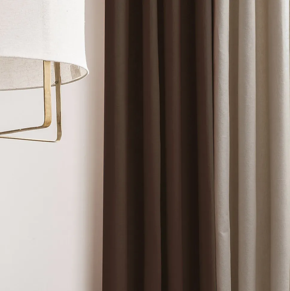 Rideau oeillets coton recyclé taupe 135x250