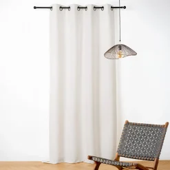 Rideau phonique coton et chanvre tressage naturel (140x240 cm - Blanc)