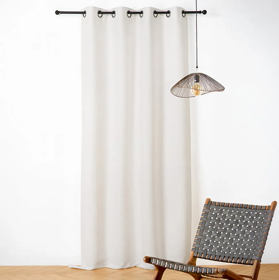 Rideau phonique coton et chanvre tressage naturel (140x240 cm - Blanc)