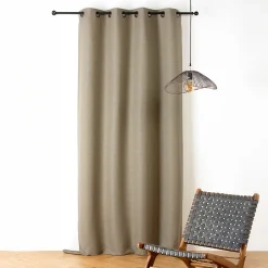 Rideau phonique coton et chanvre tressage naturel (140x240 cm - Vert)