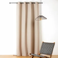 Rideau phonique coton et chanvre tressage naturel (140x240 cm - Beige)