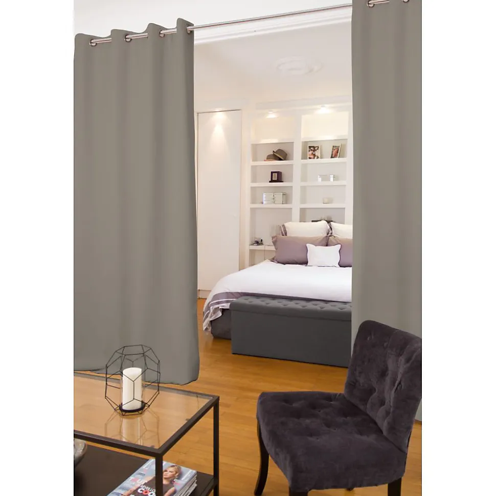 Rideau phonique séparateur pièce Oeillet + bas ourlet Gris MC740 135 x 250 (LxH)