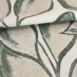 Rideau poly-lin imprimé feuilles aquarelle (140x260 cm - Vert)