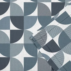 Rideau tamisant à œillets effet flammé Peca imprimé géométrique bleu marine H.260 x l.140cm GoodHome