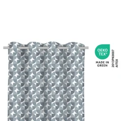 Rideau tamisant à œillets effet flammé Peca imprimé géométrique bleu marine H.260 x l.140cm GoodHome