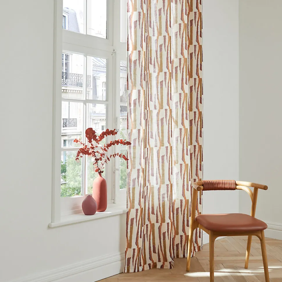 Rideau tamisant à œillets Eileen imprimé géométrique multicouleurs H.260 x l.140cm Ornami