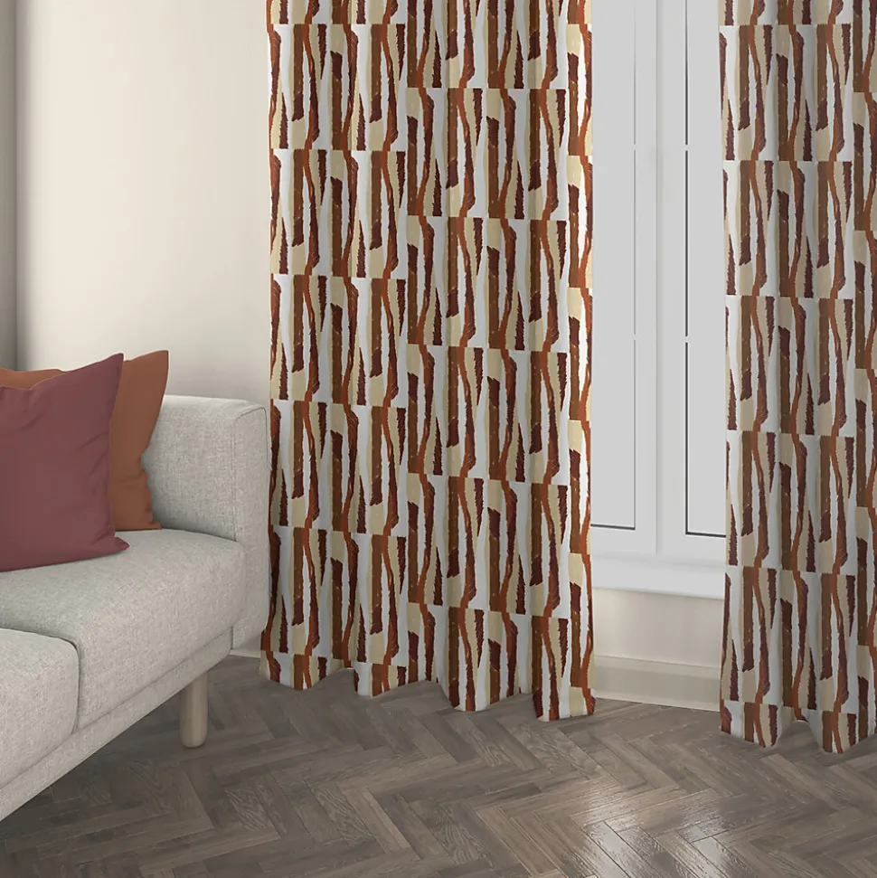 Rideau tamisant à œillets Eileen imprimé géométrique multicouleurs H.260 x l.140cm Ornami