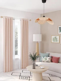 Rideau tamisant à œillets effet gaze de coton rose nude H.260 x l.140cm GoodHome Jalna