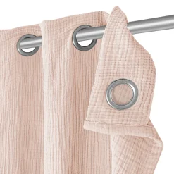 Rideau tamisant à œillets effet gaze de coton rose nude H.260 x l.140cm GoodHome Jalna