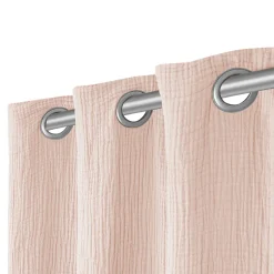 Rideau tamisant à œillets effet gaze de coton rose nude H.260 x l.140cm GoodHome Jalna