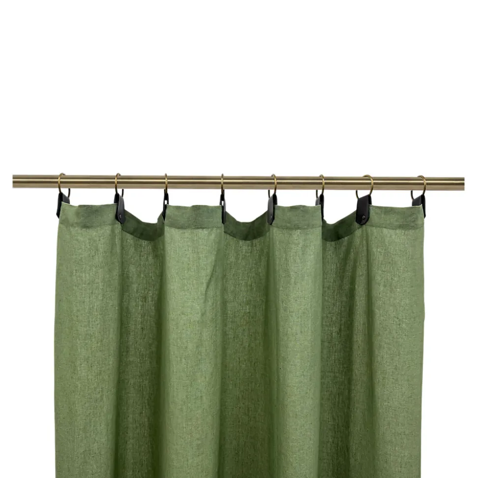 Rideau tamisant à œillets en lin Ambala vert kaki clair H.260 x l.140cm GoodHome