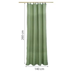 Rideau tamisant à œillets en lin Ambala vert kaki clair H.260 x l.140cm GoodHome