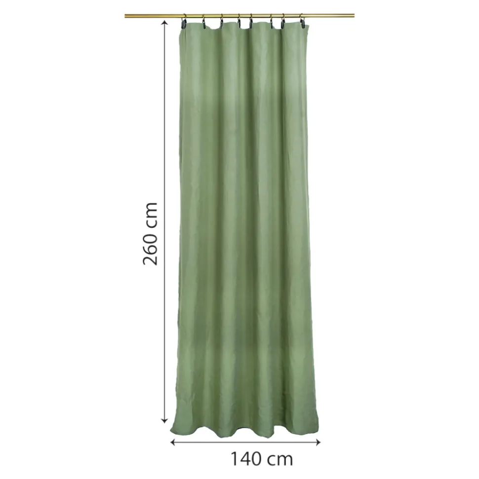 Rideau tamisant à œillets en lin Ambala vert kaki clair H.260 x l.140cm GoodHome