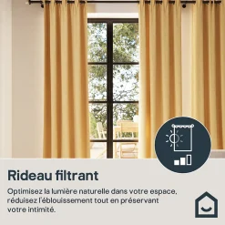 Rideau tamisant à œillets effet gaz de coton Jalna marron camel H.260 x l.140cm GoodHome