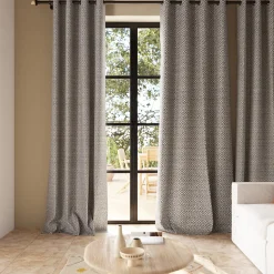 Rideau tamisant à œillets effet jacquard Mafana coton noir et blanc H.260 x l.140cm GoodHome