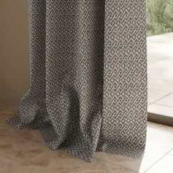 Rideau tamisant à œillets effet jacquard Mafana coton noir et blanc H.260 x l.140cm GoodHome