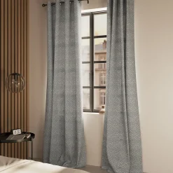 Rideau tamisant à œillets effet jacquard Jind gris H.260 x l.140cm GoodHome