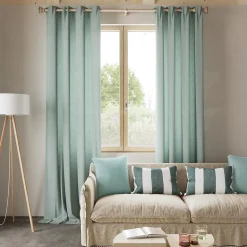 Rideau tamisant à œillets effet gaz de coton Jalna vert clair H.260 x l.140cm GoodHome