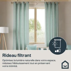 Rideau tamisant à œillets effet gaz de coton Jalna vert clair H.260 x l.140cm GoodHome