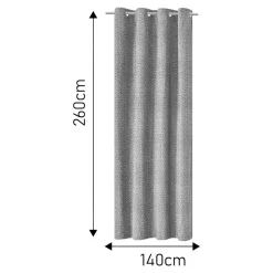 Rideau tamisant à œillets effet jacquard Jind gris clair H.260 x l.140cm GoodHome