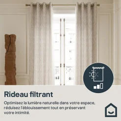 Rideau tamisant à œillets effet jacquard Waru beige H.260 x l.140cm GoodHome