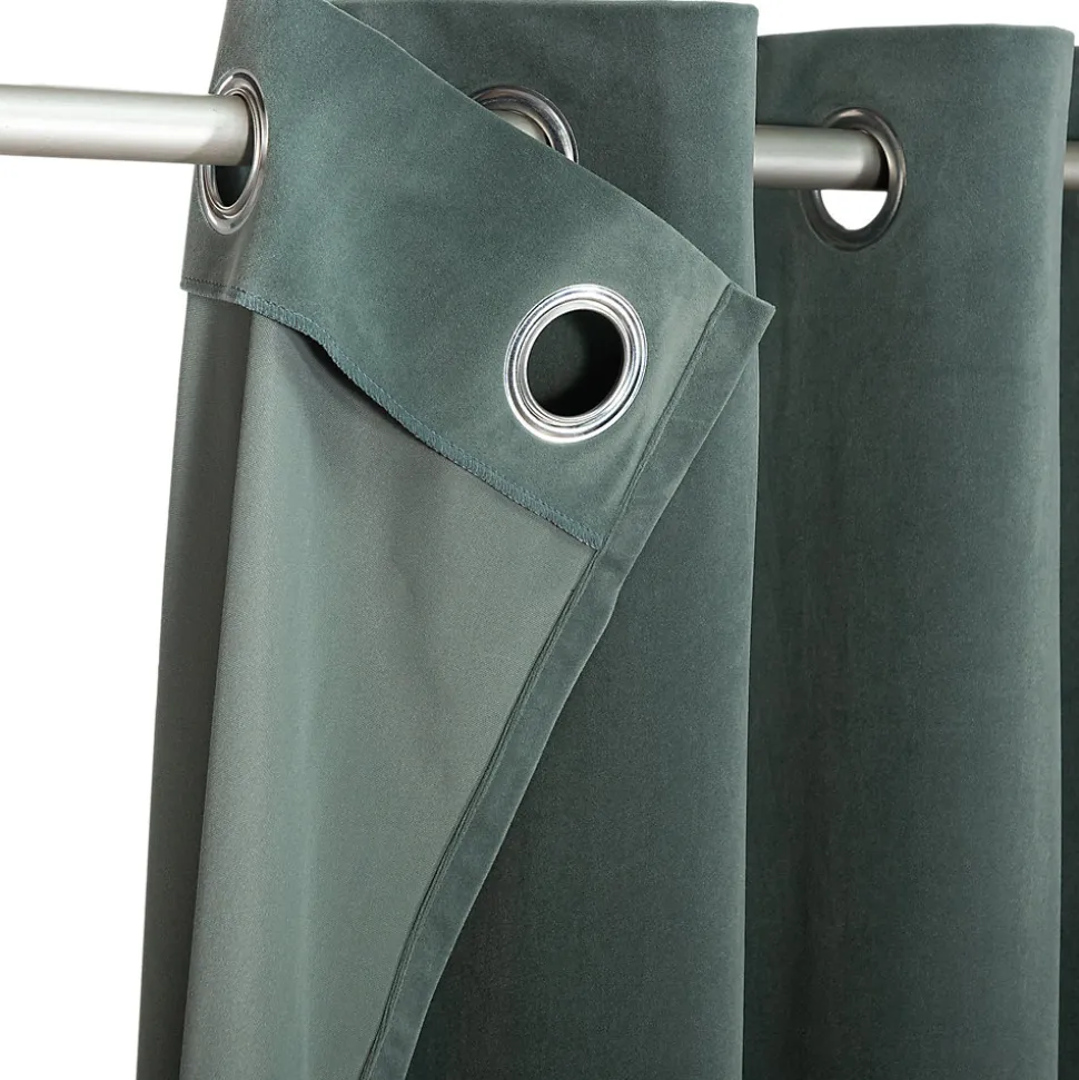 Rideau tamisant à œillets effet velours Valgreta vert foncé H.260 x l.140cm GoodHome