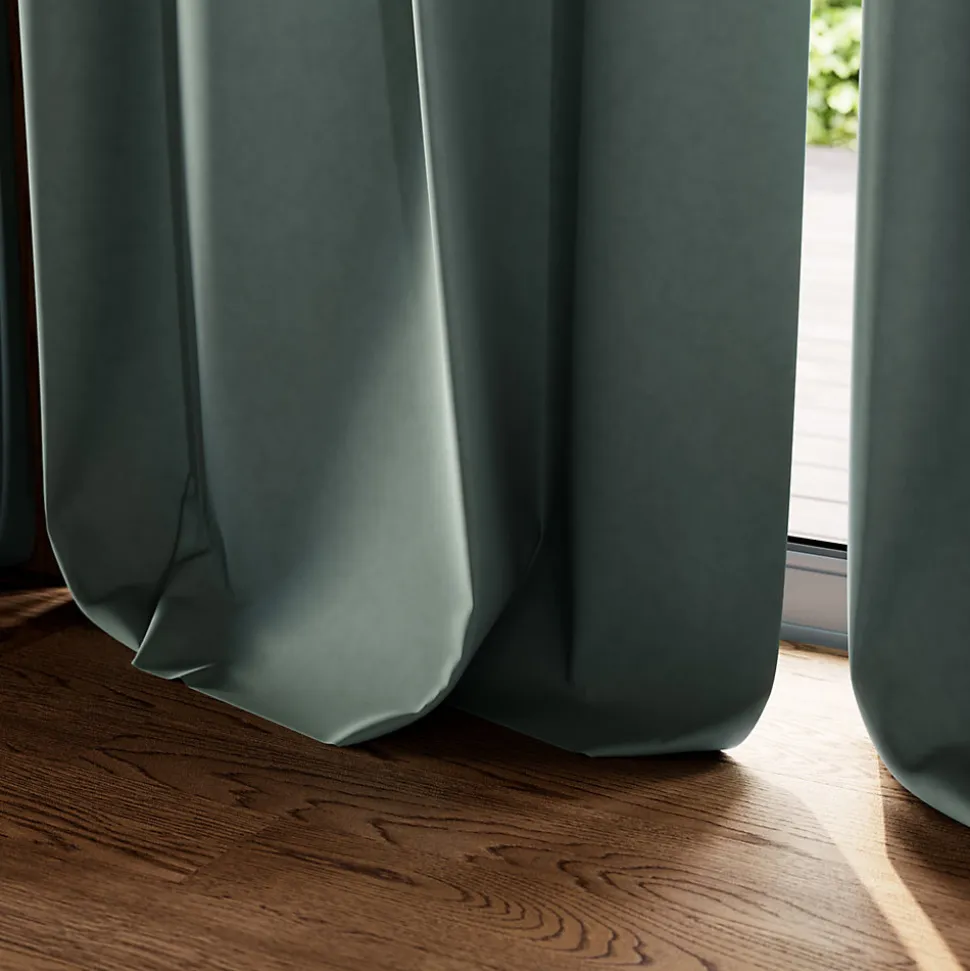 Rideau tamisant à œillets effet velours Valgreta vert foncé H.260 x l.140cm GoodHome