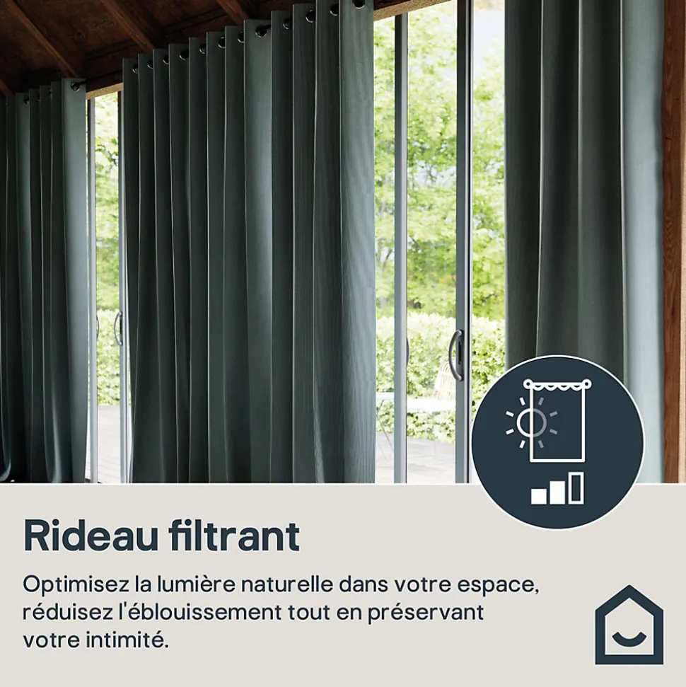 Rideau tamisant à œillets effet velours Valgreta vert foncé H.260 x l.140cm GoodHome
