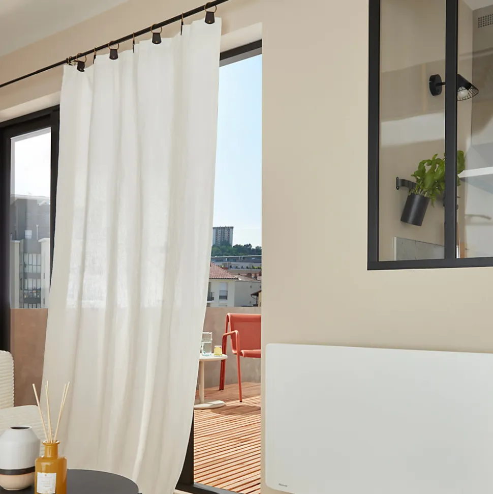 Rideau tamisant à œillets en lin Ambala blanc H.260 x l.140cm GoodHome
