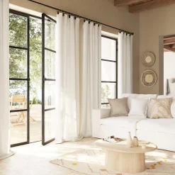 Rideau tamisant à œillets en lin Ambala blanc H.260 x l.140cm GoodHome