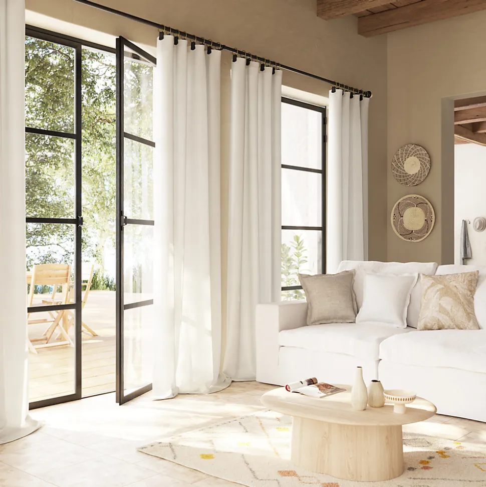Rideau tamisant à œillets en lin Ambala blanc H.260 x l.140cm GoodHome