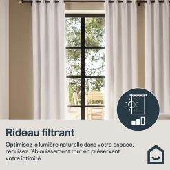Rideau tamisant à œillets effet gaz de coton Jalna blanc H.260 x l.140cm GoodHome