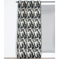 Rideau tamisant à œillets effet jacquard Janis feuillage noir H.260 x l.140cm Rocle