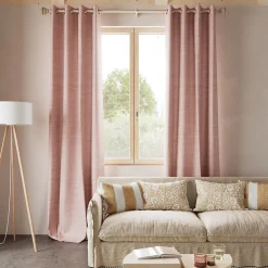 Rideau tamisant à œillets effet tissé Novan rose clair H.260 x l.140cm GoodHome