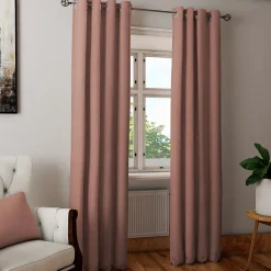 Rideau tamisant à œillets effet tissé Novan rose clair H.260 x l.140cm GoodHome